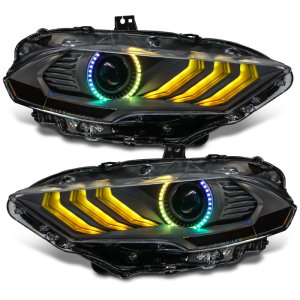 Ford Mustang Headlight Assembly - ORACLE Lighting - Black Series - Dynamic ColorSHIFT - `18-`23